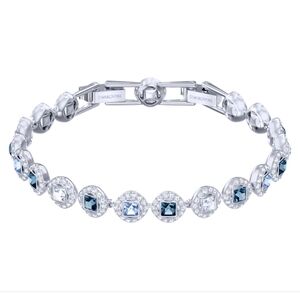 Swarovski Angelic Square Blue Crystal Bracelet Rhodium Plated